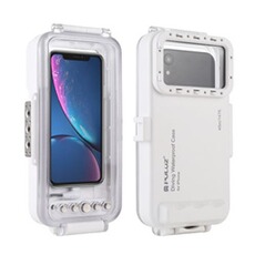 Coque et étui téléphone mobile Puluz Housse de protection étanche 45m pour boîtier de plongée IPhone (blanc)