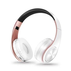 Casque audio Ecelen Casque Bluetooth écouteur sans fil stéréo pliable Sport mains libres lecteur MP3 Blanc&Rose