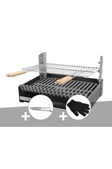 Barbecue charbon - Grilloir à poser + Pince en inox + Gant de protection