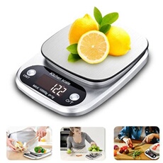Balance de Cuisine Electronique Balance Numérique 10kg/1g Acier INOX Ecran Précision LCD pour Câteau/Biscuit/aliment Professionnelle