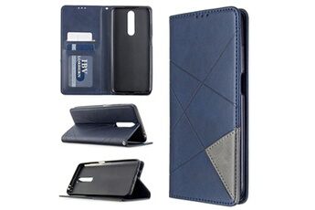 Magunivers Coque smartphone Etui en pu motif géométrique auto-absorbé avec porte-cartes bleu pour votre xiaomi redmi k30/k30 5g