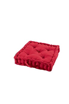 pouf douceur d'interieur coussin de sol 45 x 45 x 10 cm coton uni panama rouge
