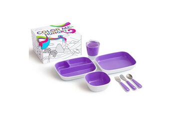 Coffret repas bébé Munchkin Ensemble de vaisselle à manger 7 pcs color me hungry violet