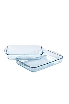 plat / moule pyrex lot de 2 plats à lasagnes rectangulaires en verre - essentials