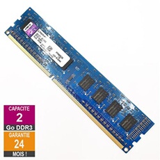 Barrette Mémoire 2Go RAM DDR3 KTH9600C/2G DIMM PC3-12800U 1Rx8