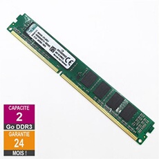 Barrette Mémoire 2Go RAM DDR3 KVR1333D3S9/2G DIMM PC3-10600U 1Rx8 LP