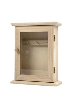 armoire à clés en bois et porte vitrée - 18 x 6 x 14 cm