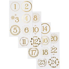 10 x 24 Autocollants Calendrier de l'Avent, Boutons de Calendrier Noël 10 x 24 Autocollants Calendrier de l'Avent, Boutons de Calendrier Noël