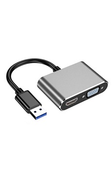 Décodeur TNT GENERIQUE Adaptateur USB 3.0 vers ordinateur portable HDMI + VGA vers écran d'extension deux en un