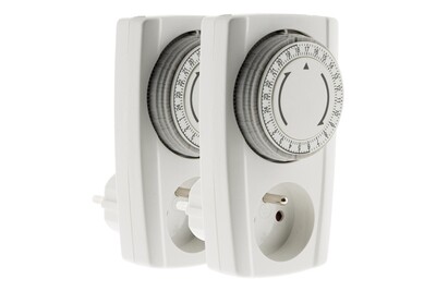 Thermostat et programmateur de chauffage Otax Lot de 2 prises programmables mécaniques 24h - noir & blanc