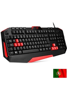 Clavier Spirit Of Gamer - Clavier QWERTY Portugais Pro K3 Rouge et Noir - 26 Touches Anti-Ghosting - 4 Touches Gaming Macro et Programmables - PS4 / Xbox One/PC
