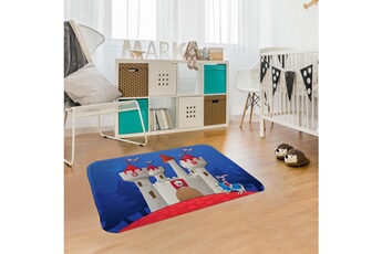 Tapis pour enfant House Of Kids Tapis enfant 70x95 cm rectangulaire ultra doux castel bleu chambre adapté au chauffage par le sol