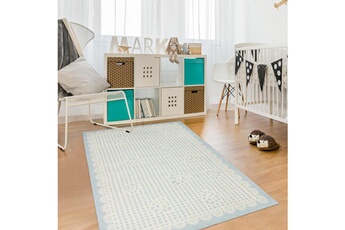 Tapis pour enfant Kids World Tapis enfant 100x160 cm rectangulaire marie line bleu chambre adapté au chauffage par le sol