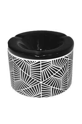 Autres accessoires de décoration GENERIQUE SUD TRADING Cendrier anti-odeur  Noir et Blanc en céramique 10 x 7 cm