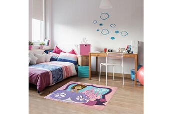 Tapis pour enfant Disney Tapis enfant 95x133 cm rectangulaire sofia castle rose chambre adapté au chauffage par le sol