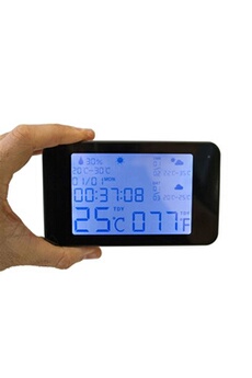 Horloge Active Média Concept Horloge station météo mini caméra espion wifi discrète avec vision nocturne et enregistrement HD autonome, microSD 128 Go incluse