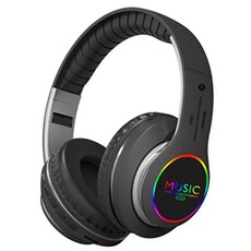 Casque audio GENERIQUE Casque audio sans fil pliable à LED VJ033 BT Music Sports Plug Cartoon - Noir