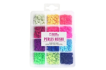 Bijou de déguisement Graine Creative Boîte de perles heishi - 12 couleurs fluo