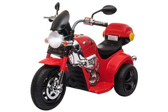 Véhicule électrique pour enfant HOMCOM Moto électrique pour enfants scooter 3 roues 6 v 3 km/h effets lumineux et sonores top case rouge