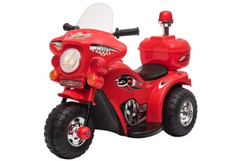 Véhicule électrique pour enfant HOMCOM Moto scooter électrique pour enfants modèle policier 6 v 3 km/h fonctions lumineuses et sonores top case rouge