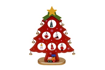 Peluche AUCUNE Sapin de noël père bonhomme neige cloche pendentif balançoire décor jouet en bois cadeau - rouge