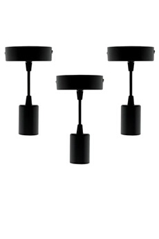 suspension elexity lot de 3 kits de suspension luminaire métal avec cordons textiles noir