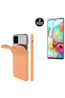 Coque et étui téléphone mobile Toproduits 1 Coque de protection Orange + 2 Films de protection en Verre trempé pour Samsung A71 []