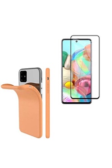 Coque et étui téléphone mobile Toproduits Coque de protection Orange + Verre trempé bords noir pour Samsung A71 []