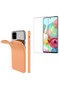 Coque et étui téléphone mobile Toproduits Coque de protection Orange + Film de protection en Verre trempé pour Samsung A71 []