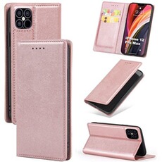 Coque et étui téléphone mobile GENERIQUE Etui en PU auto-absorbé avec support et porte-cartes or rose pour votre Apple iPhone 12 Pro Max 6.7 pouces
