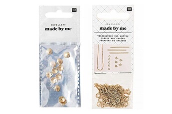 Bijoux Rico Design 12 mini perles coquillages dorées + fermoirs fins et chaînes dorés