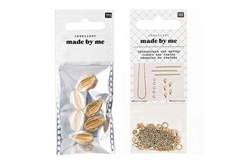 Bijoux Rico Design 6 perles coquillages + fermoirs épais et chaînes dorés