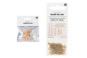 Bijoux Rico Design 10 perles coquillages pastel + fermoirs fins et chaînes dorés