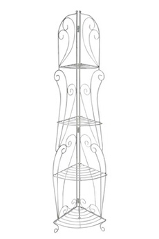 etagère sur pied generique etagère d'angle en fer pliable irma , blanc antique