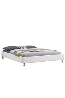 lit 2 places idimex lit double futon nizza, 160 x 200 cm, avec sommier, revêtement synthétique, blanc