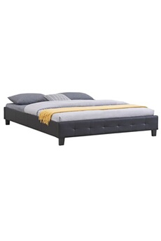 lit double futon gomera, 160 x 200 cm, avec sommier, revêtement synthétique noir