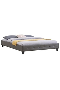 lit double futon gomera, 160 x 200 cm, avec sommier, revêtement synthétique gris