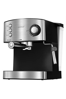 Combiné expresso cafetière MPM Machine à Espresso Manuelle 20 Bars,1,7 L, Buse Vapeur à Lait, Chauffe -Tasses,, MKW-06M, 850, Noir/Argent