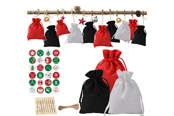 Coffret cadeau AUCUNE Sac de bonbons à motifs de noël 1-24 sac-cadeau en coton et lin avec calendrier de l'avent - multicolore_shu453