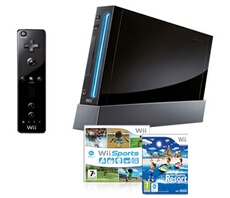 Console Wii noire + Wii Sports et Wii Sports Resort Edition Limitée