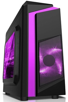 Boîtier PC GENERIQUE CiT F3 Boîtier PC Gamer avec Ventilateur à LED Vertes 12 cm Violet