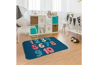 Tapis enfant House Of Kids Tapis enfant 70x95 cm rectangulaire ultra doux chiffres bleu chambre adapté au chauffage par le sol