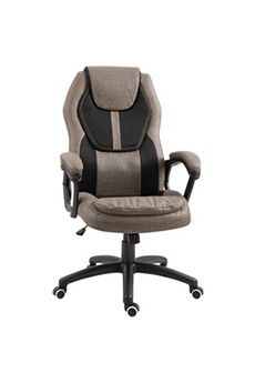 fauteuil de bureau homcom fauteuil de bureau manager massant hauteur réglable pivotant 360° polyester pu gris brun surpiqûre orange