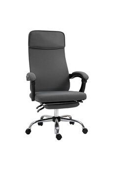 fauteuil de bureau homcom fauteuil de bureau manager dossier inclinable hauteur réglable roulettes pivotantes repose-pied appui-tête polyester gris