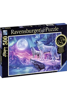 Puzzle Ravensburger Ravensburger- 500 pièces star line sous les lumières du nord, casse tete, adulte, puzzle phosphorescent,starline,loup,fantastique,fantasy, 400555