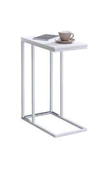 table d'appoint idimex table d'appoint rectangulaire debora, en métal blanc et décor blanc mat