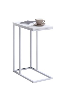 Table d'appoint Idimex Bout de canapé DEBORA table d'appoint table à café table basse de salon cadre en métal blanc plateau rectangulaire en MDF blanc mat