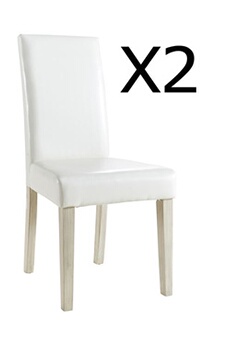 lot de 2 chaises de salle à manger en pin coloris blanc mat - 45 x 95 x 58 cm --