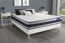 Ensemble matelas Ressorts ensachés + Mémoire de forme ACTIFLEX ERGO 200x200 Maxi épaisseur 5zones confort + sommier KIT blanc