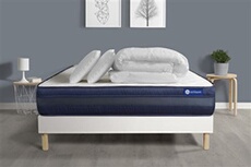 Pack prêt à dormir matelas ACTIFLEX TECH 200x200 Mémoire de forme Maxi épaisseur + sommier KIT blanc + 2 oreillers + couette
